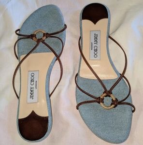 NEW Jimmy Choo Denim/Brown Sandals